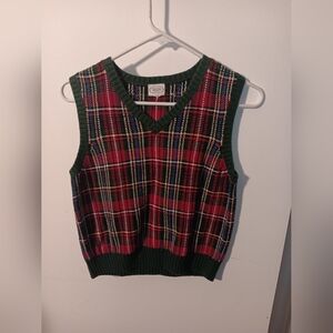 Talbots Kids Plaid V-Neck Sweater Vest